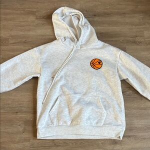 Gray Hoodie with Basketball Patch